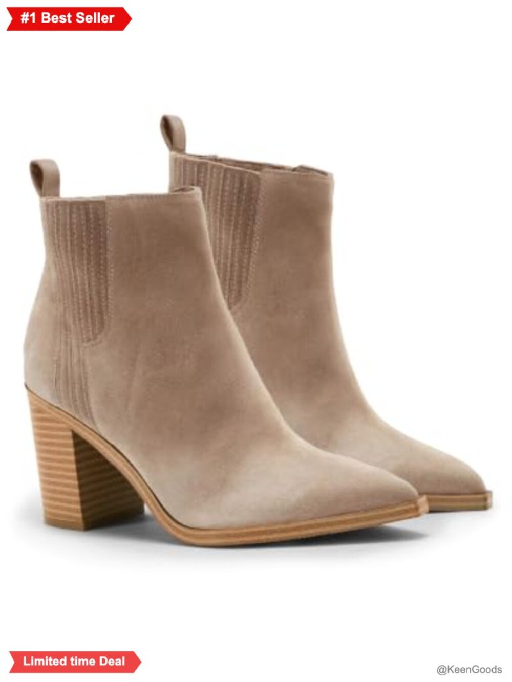 Faux Suede Pointed Toe Chunky Heel Ankle Booties Slip-On Dress Boots